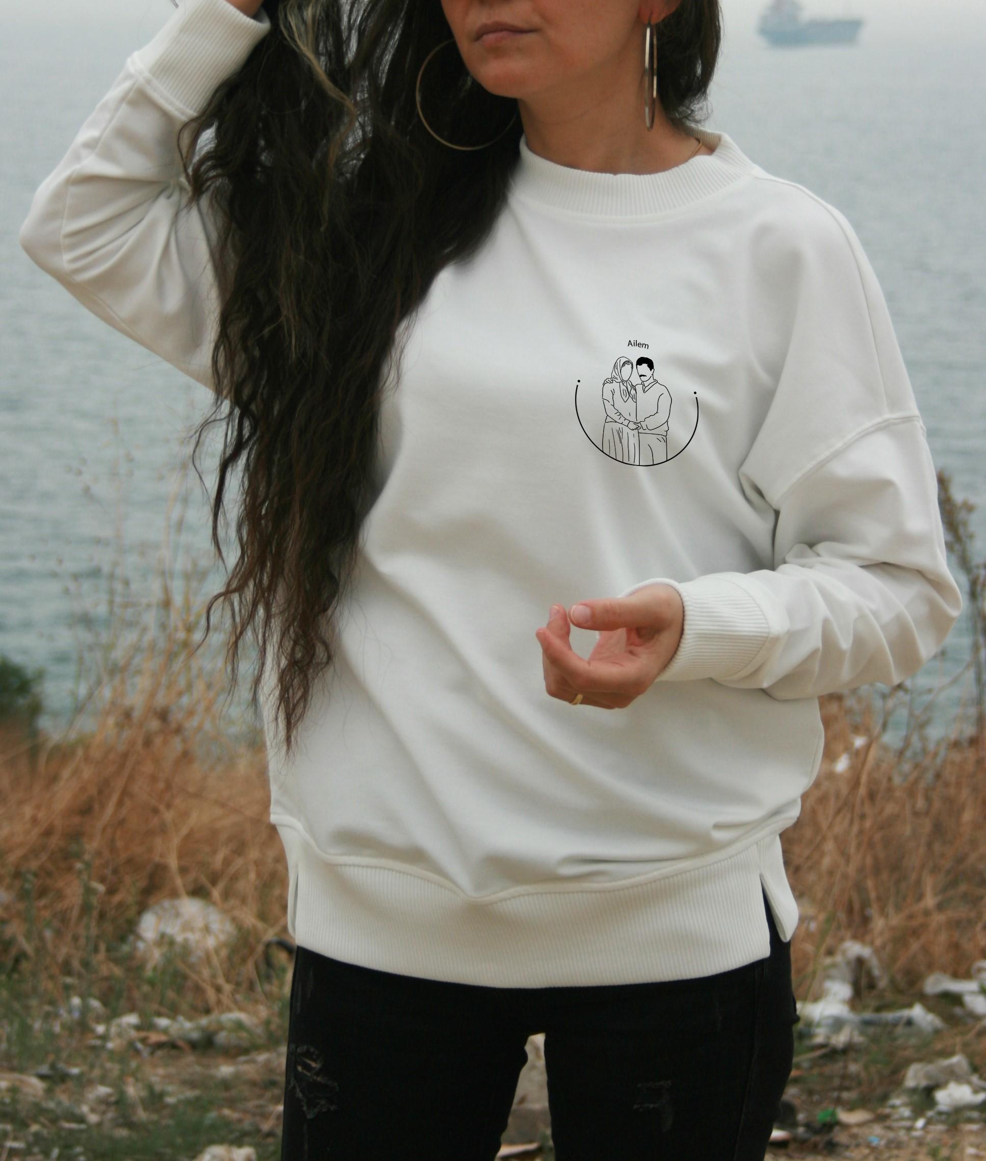 Beyaz - 2 İplik Kadın Sweatshırt