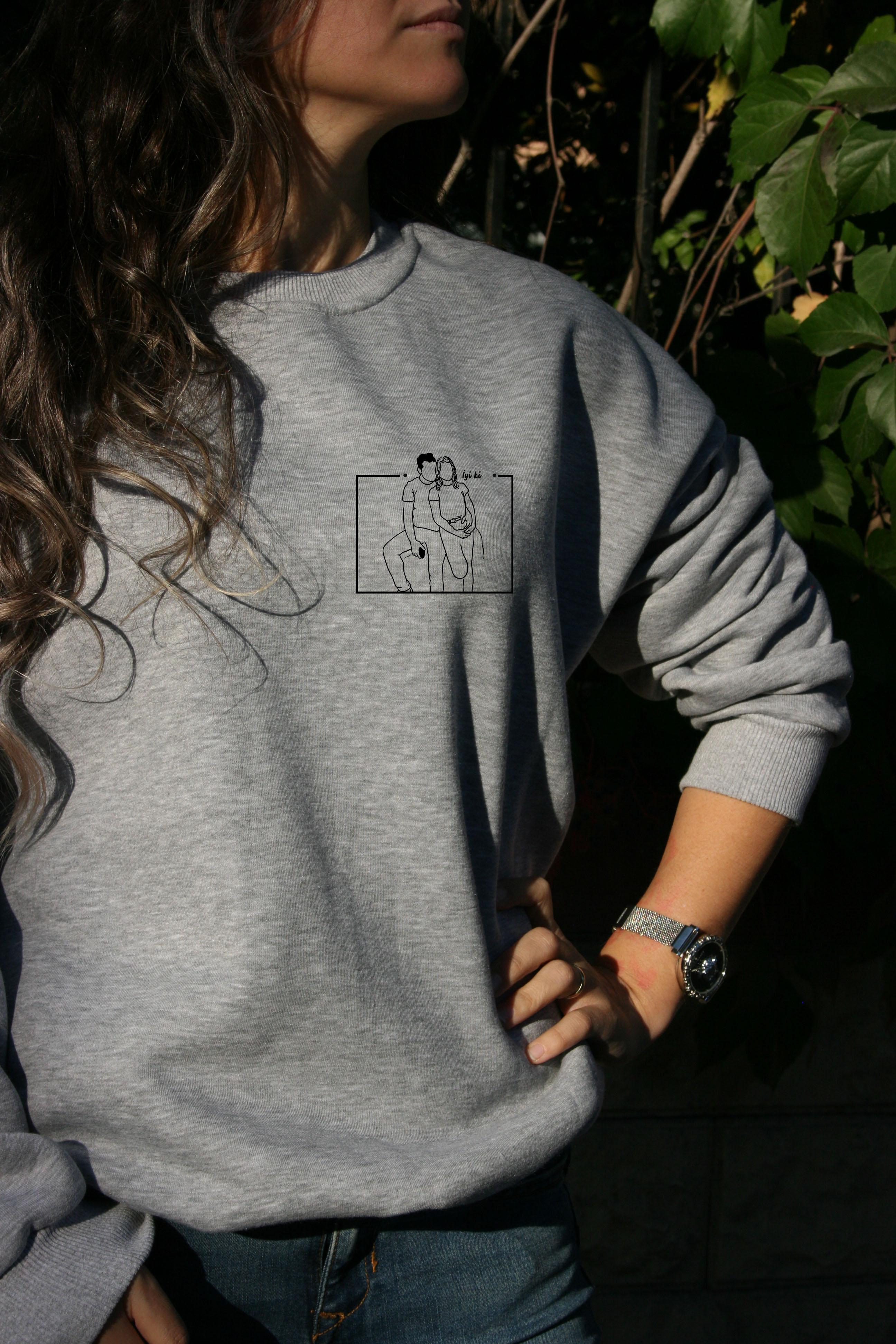 Gri  - Çizgisel Sweatshırt